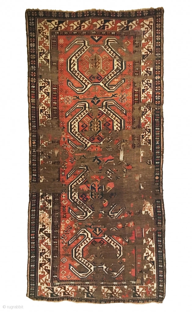 4’3" X 9’1" 19th Century Distressed Shahsavan Long Rug