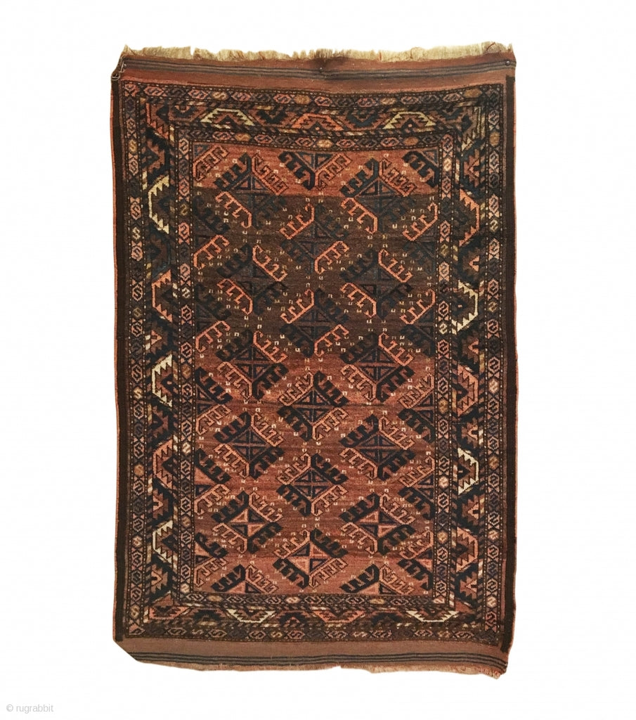 3’1" X 4’8" Small Antique Turkmen Yomud Rug