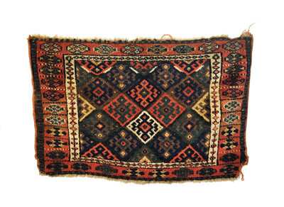 Antique Persian Kurdish Square Rug 1'10 x 1'9